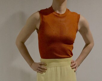 Retro Orange Knit Original Kmart Mesh Top •Vintage Mesh Top • Orange Mesh Top