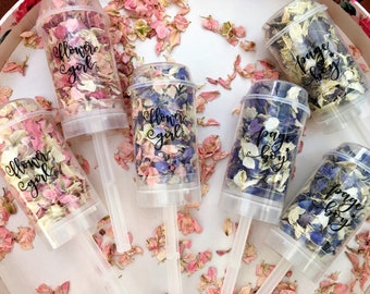 Page boy / Flower Girl Petal Push Pops natural flowers Delphinium biodegradable confetti