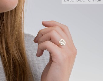 Circle Monogram Ring, Circle Initial Ring, Minimalist Ring, Dainty Ring, Personalized Ring, Delicate Ring, Bridesmaid Ring, Girlfriend Gift