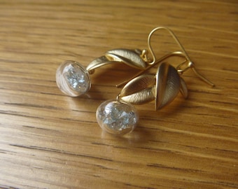 small diamonds and Orchid Earrings: bubble glass