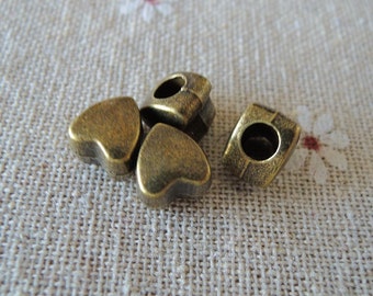 12pcs Antique Bronze Heart bead with big hole ( A085)