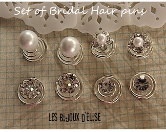 Set of 12 pcs Bridal Hair Pins Faux Pearls or Rhinestone Flower Hair Pins Bridesmaid Twist Coil Spiral Hairpins(HP100-HP101-H102)