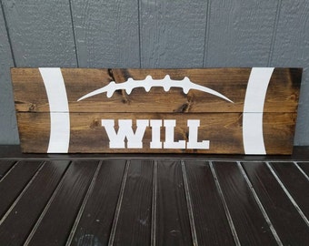 Personalized Football Sign|Large Football Sign|Over The Bed Football|Football Plank Sign|Boys Room Decor|Boys Football Decor|Football Sign