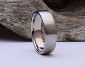 Titanium ring with a domed shape and brushed finish, mens titanium wedding rings men, titanium ring mens, mens titanium wedding band mens
