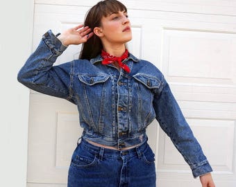 SALE 1980s Cropped GUESS Jean Jacket