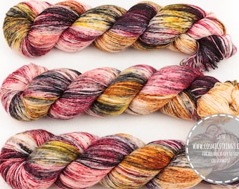 DYED TO ORDER temptation hand dyed yarn sock yarn speckled yarn merino wool 4ply fingering weight red black 100g
