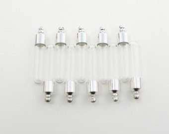 vials vial ashes pendants bottles empty glass charms 6mm hollow caps tubes miniature lids hanging tops clear metal screws