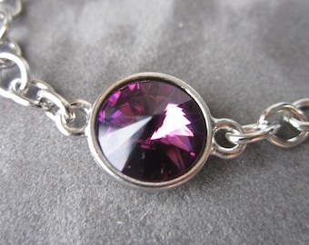 February Birthstone Jewelry, Amethyst Bracelet, Silver Swarovski Crystal Jewelry, Birthstone Bracelet