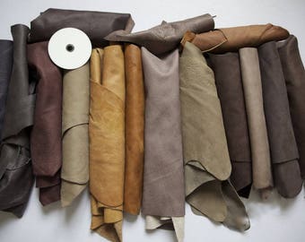 1kg Leather Italian Beautiful big Scrap/Off-cuts/Reminants/Pieces