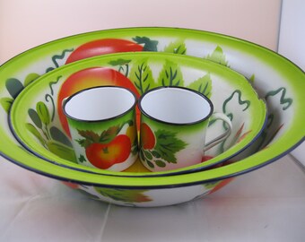Enamelware Bowl and Cup set