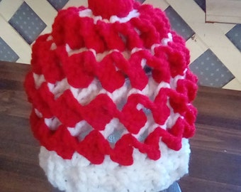Red and White Reversible Infant Hat