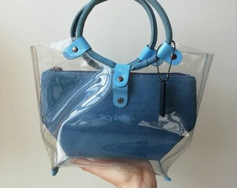Vintage Y2K/1990s Clear PVC & Denim Bag