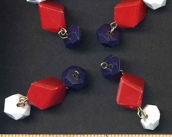 Red White and Blue Dangles of Plastic Beads