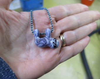 Streaky Purple Sloth Lampwork Glass Bead