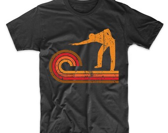 Retro Style Pool Player Silhouette Billiards T-Shirt