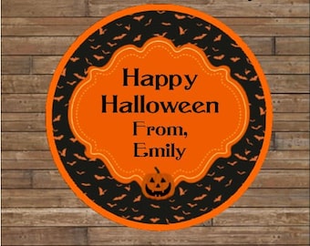 Personalized Halloween Stickers Pumpkin Stickers Halloween Favor Tags Halloween Treat Bag Tags