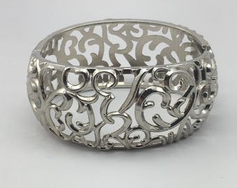 Silver scroll bracelet, cuff bracelet, silver bangle, wide bracelet, scroll bracelet, filigree bracelet, paisley bracelet,theoldsilverbarrel