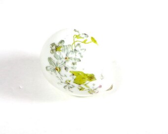 Antique Milk Glass Hand Blown Egg With Yellow Chick And Flowers Milk Glass Easter Egg Hand Painted Glass Egg