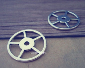 20pcs Antique silver gear pendant charm 24mm