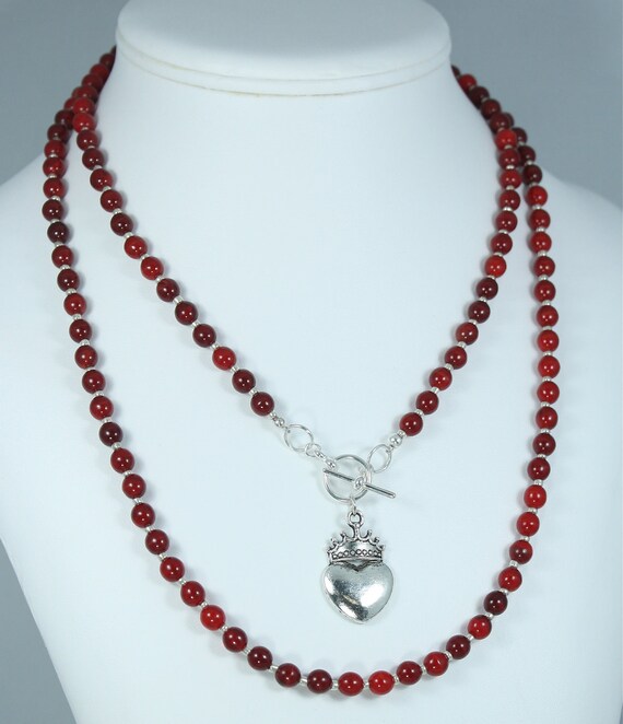 Items similar to Queen of Hearts Necklace - red beaded multi-way ...