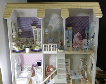 Wooden Dollhouse/Barbie Doll house/Dollhouse Furniture/Living Room Furniture/Sofa For Dolls/12''Dolls Furniture/Living Room Set/Upholstered