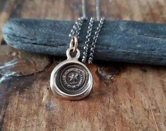 Bronze My Star Necklace - Beware who touches it - Wax Seal Necklace in Latin - 338
