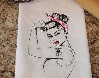 Kitchen Towel, Dish Towel, Flour Sack Towel - Mom Life