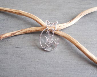 Silver origami Fox pendants
