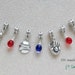 Baseball Charms European or Clip On Charms 9pc set Red and Blue Colors
