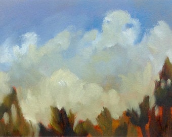CLOUD LOVE, original oil painting, landscape, 100% charity donation, 5x7 oil painting on paper