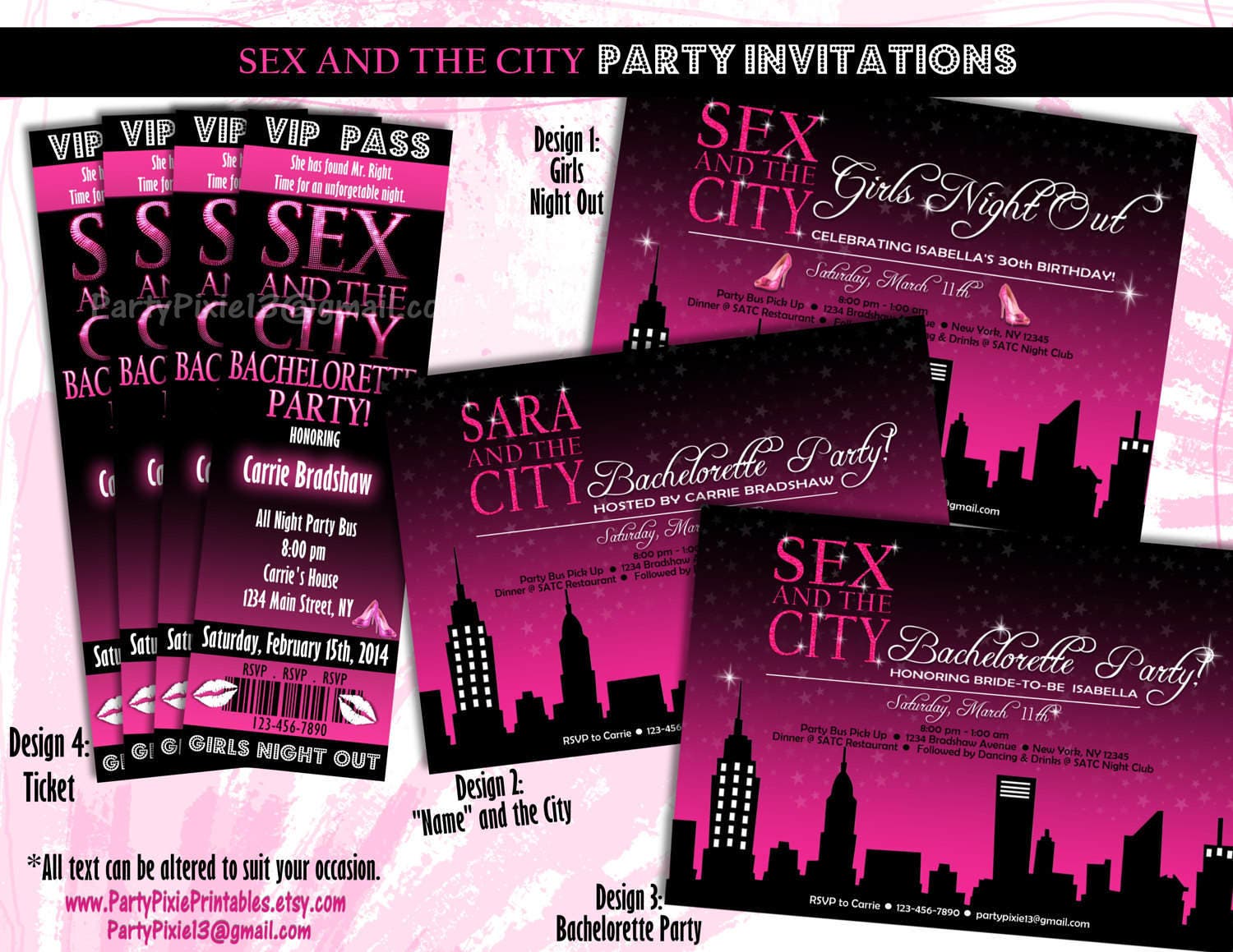 Sex And The City Party Invitations Bachelorette Girls Night 9760