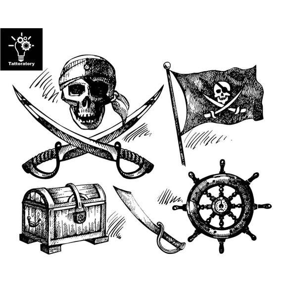 Pirate Temporary Tattoo Pirate Tattoo Pirate Fake Tattoo Jolly