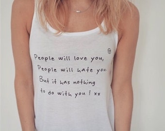 Racer back tank top-People will love you-White