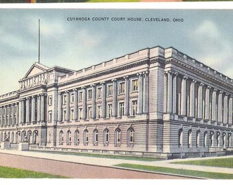 Antique Linen Postcard, Cleveland Ohio, Cuyahoga County Court House