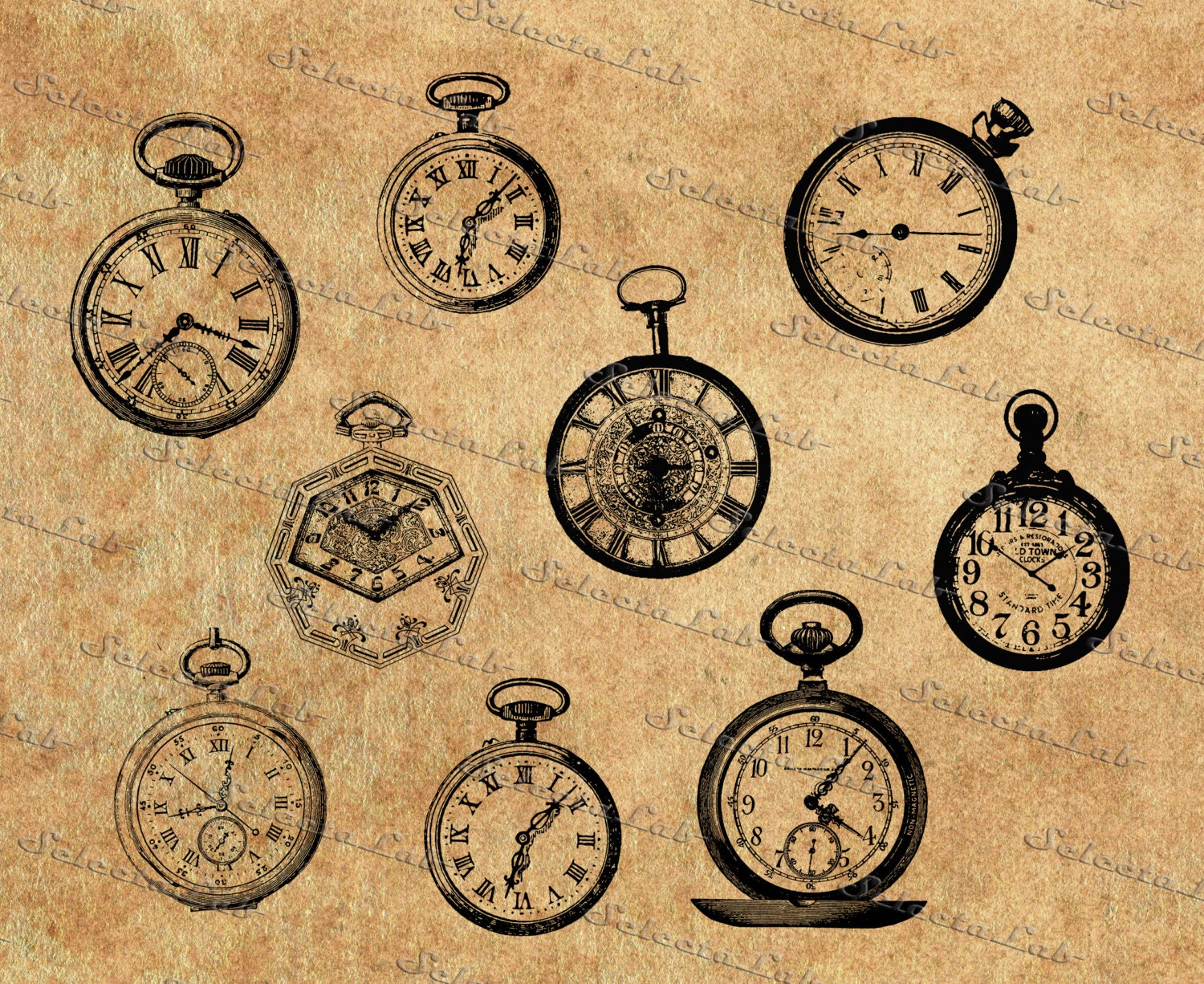 Download Digital SVG PNG vintage clock vector clipart instant