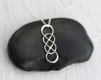 Double Infinity Necklace - Sterling Silver Intertwined Infinity Necklace - Double Infinity Pendant Vertical Infinity Necklace Infinity Charm