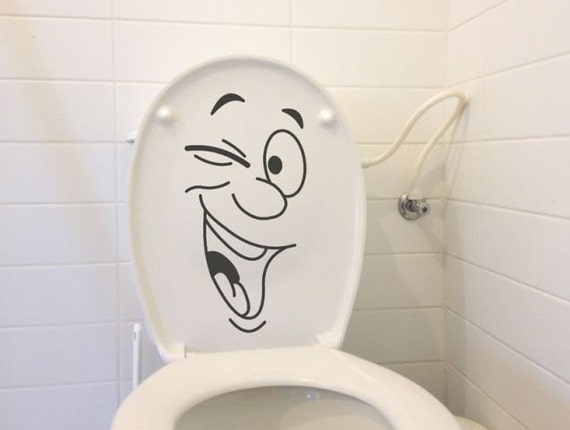 Funny decal winking face bathroom decal toilet seat