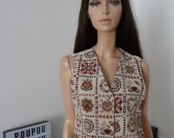Vintage floral wall hanging made in France jacket size 38 - us 6 - 10 uk