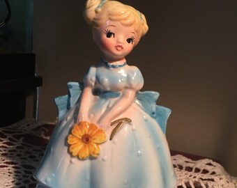 Vintage Bonnie Blonde Blue Gown Planter