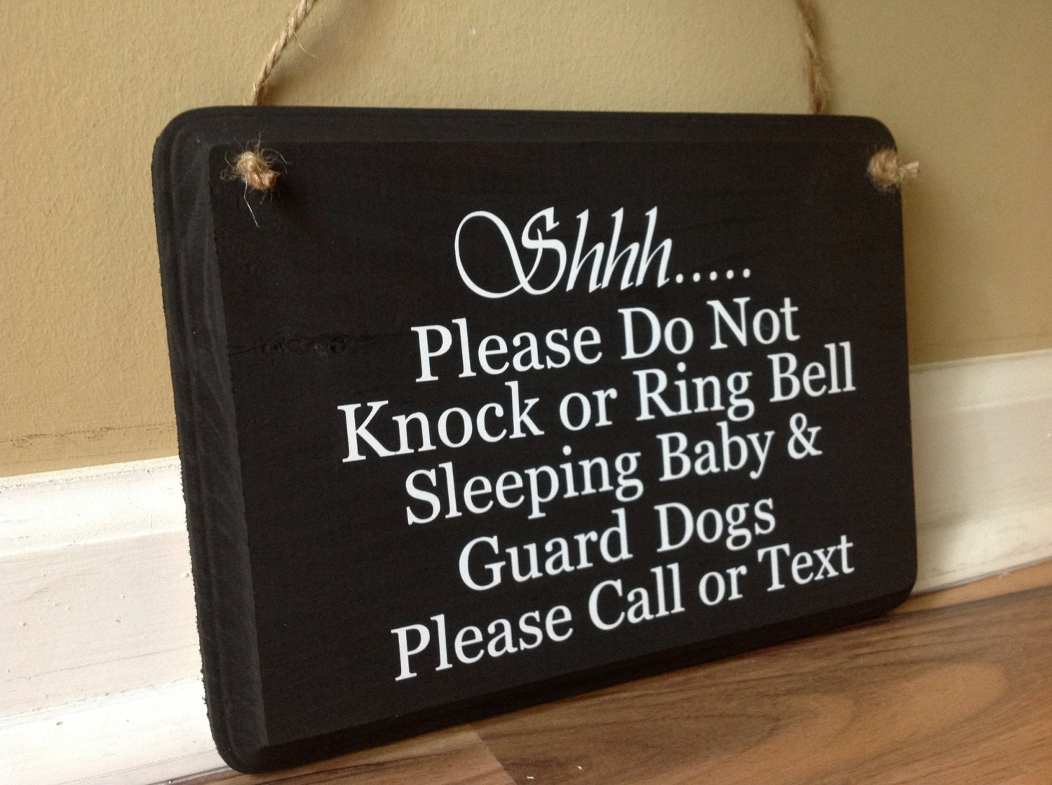 Shhh Please do not knock or ring bell Sleeping baby Guard Dogs