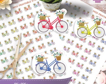 Bicycle Printable Planner Stickers Bicycle Icon Stickers Functional Stickers Bike riding Planner, Planner Stickers,Instant download