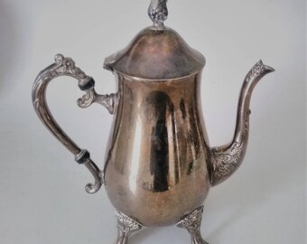 Vintage Silver Plate Teapot Footed Teapot