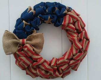 Fourth of July Wreath, Patriotic Wreath, Americana Wreath, Stars and Stripes Wreath, Patriotic Decor, Rustic Americana Wreath