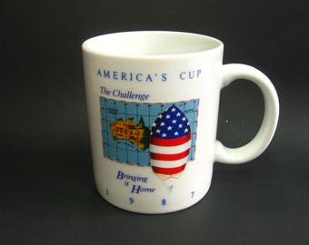 1987 America's Cup Coffee Mug The Challenge Bringing It Home