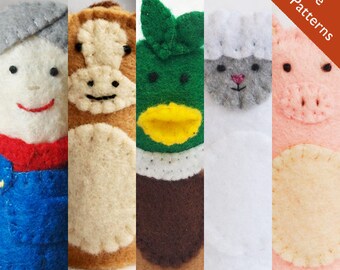 Farm Pattern, Old McDonald finger puppet pattern, horse pattern, duck pattern, sheep pattern, sheep pattern, farmer pattern, puppet pattern