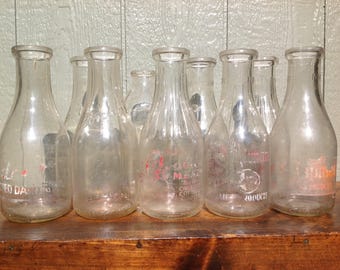 Vintage Glass Milk Bottles