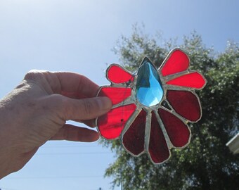 Stained Glass Crystal Flower Mobile Suncatcher - Elven Fire