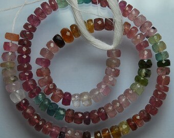 14 Inches Strand, Multi Pink Tourmaline Faceted Rondelles Large Size, 5mm