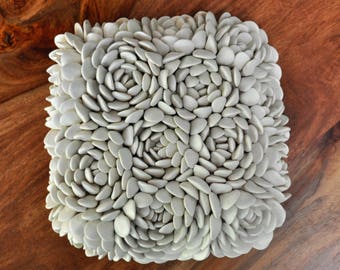 Escheveria - Luxe Textured Wall Tile - Ceramic Wall Sculpture - Ceramic Wall Art - Porcelain Wall Tile - Ceramic Wall Flower