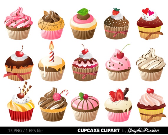 Cupcakes clipart digital cupcake clip art cupcake digital